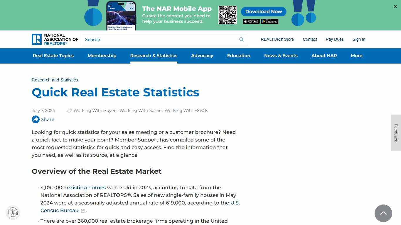 Quick Real Estate Statistics